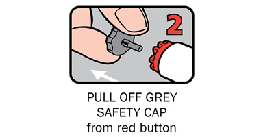 2 PULL OFF GREY SAFETY CAP from red button