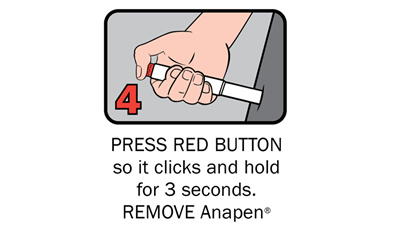 4 Press red button so it clicks and hold for 3 seconds. Remove Anapen